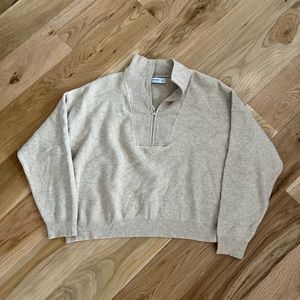 Beige quarter zip sweater